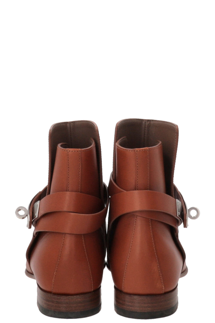 HERMÈS Néo Ankle Boots Leather Cognac