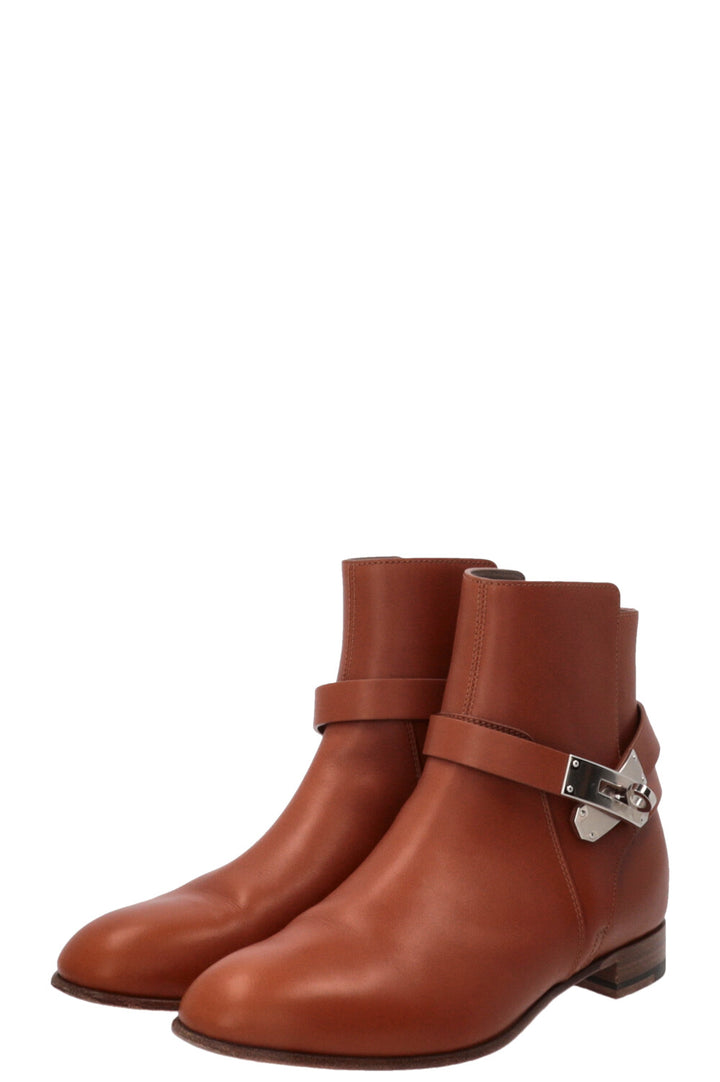 HERMÈS Néo Ankle Boots Leather Cognac