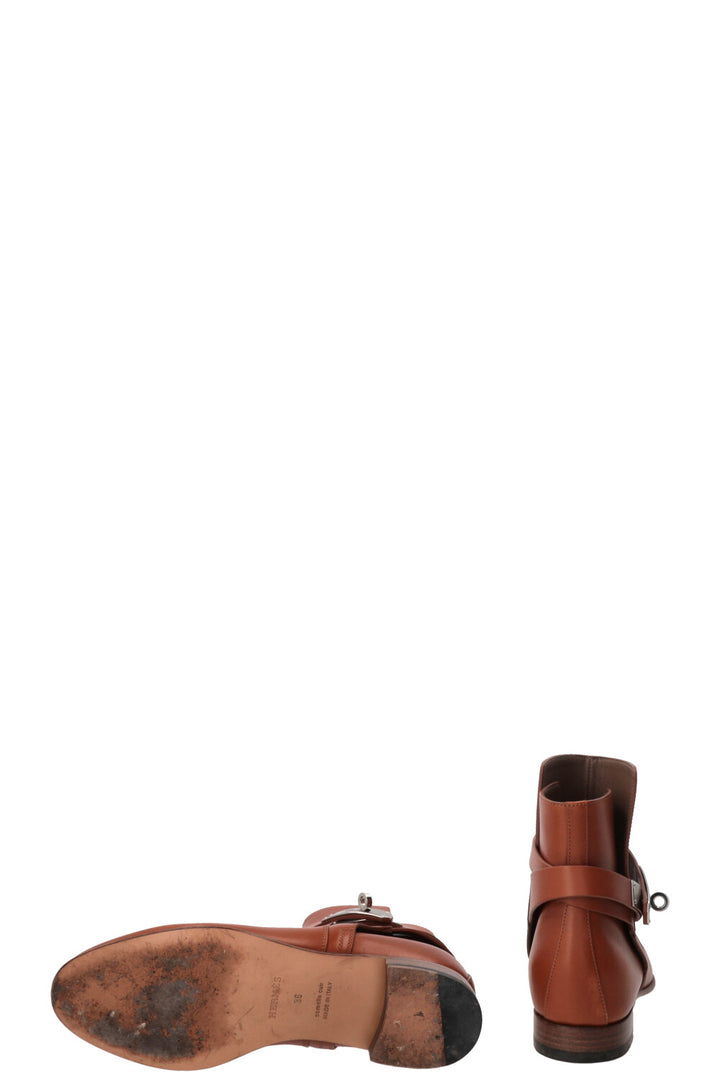 HERMÈS Néo Ankle Boots Leather Cognac