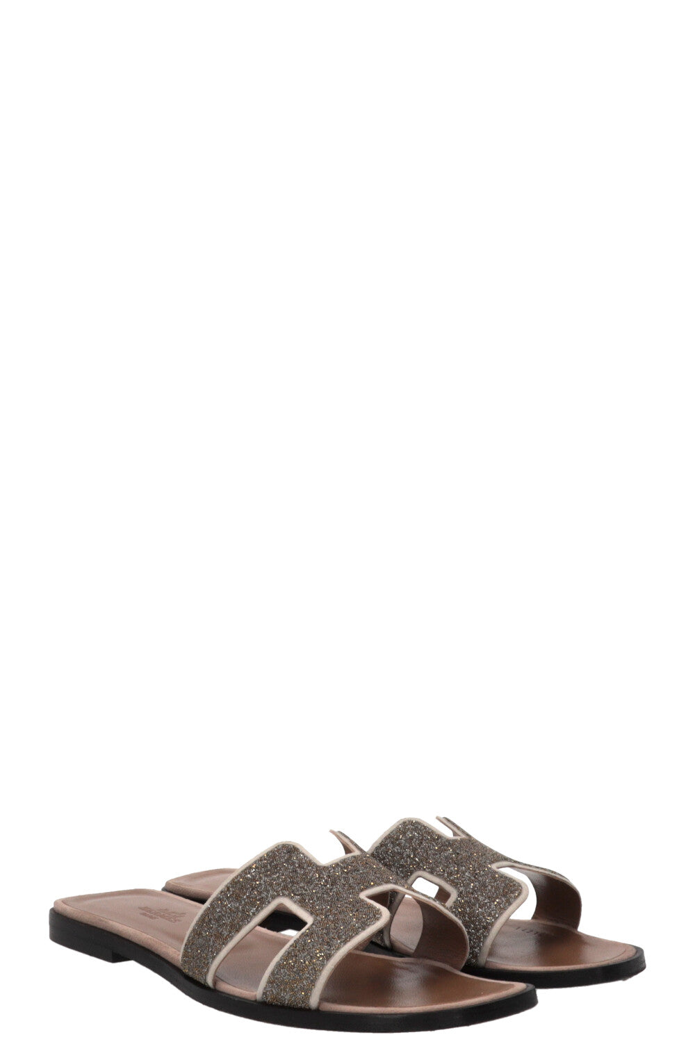 HERMÈS Oran Flats Glitter Silver Gold