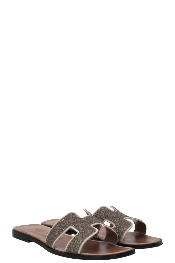 HERMÈS Oran Flats Glitter Silver Gold