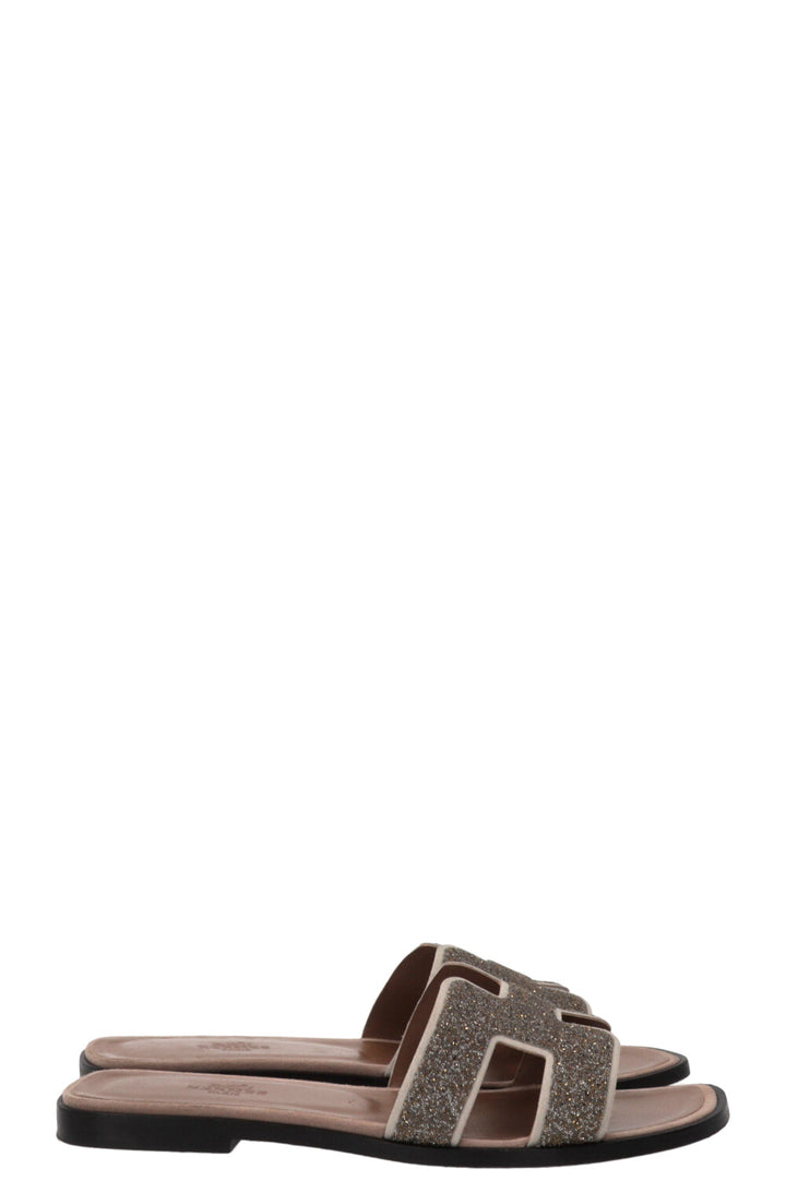 HERMÈS Oran Flats Glitter Silver Gold