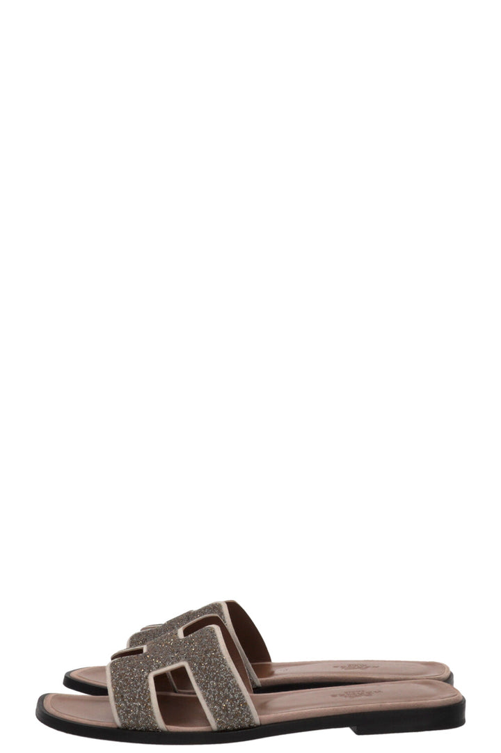 HERMÈS Oran Flats Glitter Silver Gold