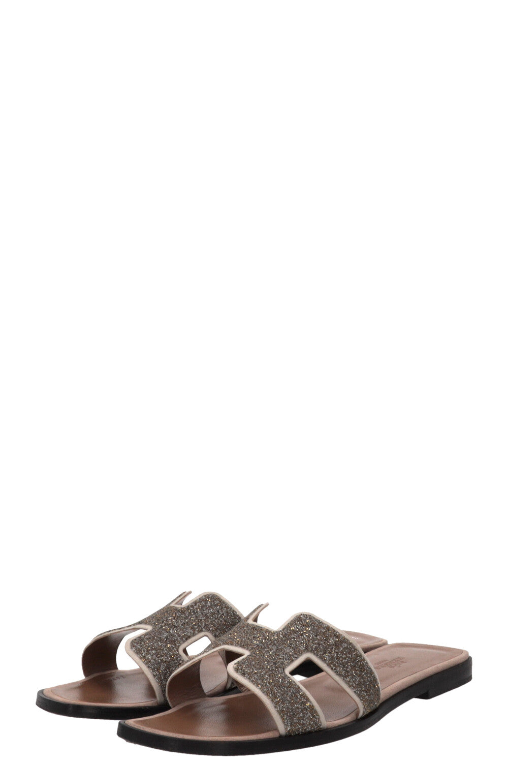 HERMÈS Oran Flats Glitter Silver Gold