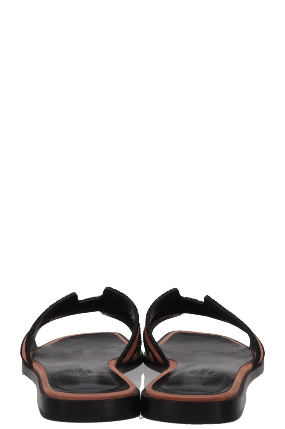 HERMÈS Oran Sandals Suede Glitter Orange Black
