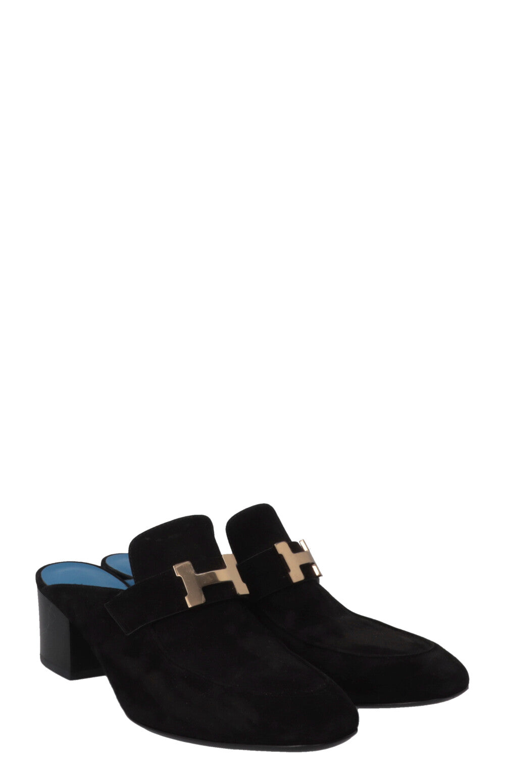 HERMÈS Paradise Mules Heels Suede Black