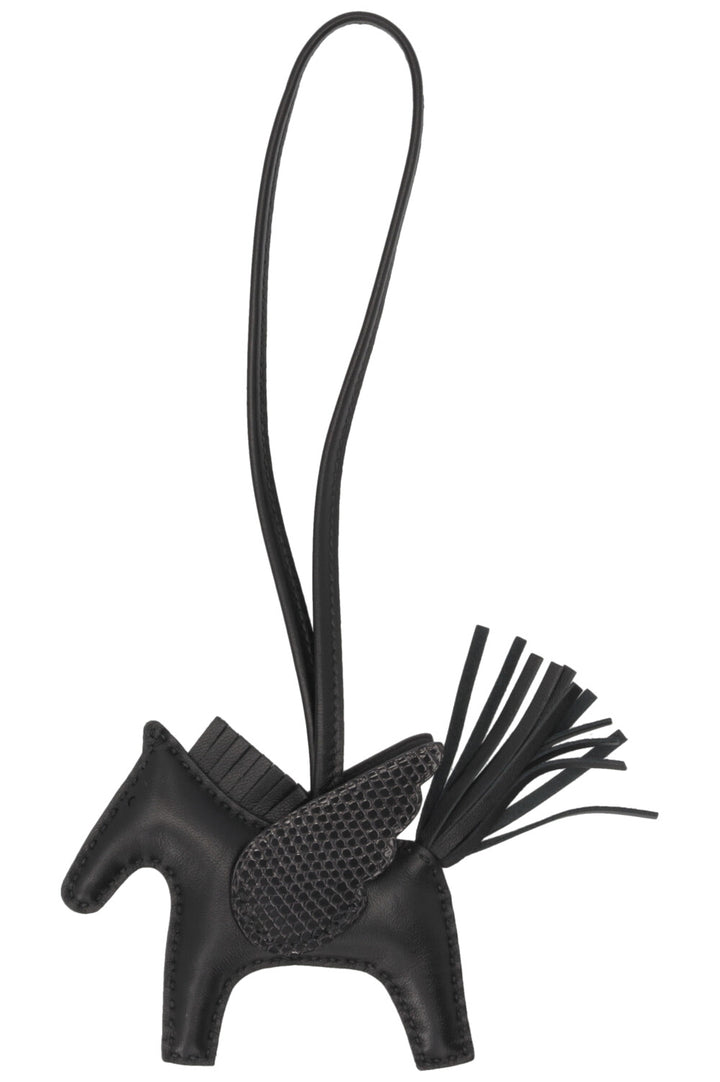HERMÈS Pegase Bag Charm PM Lizard Touch So Black