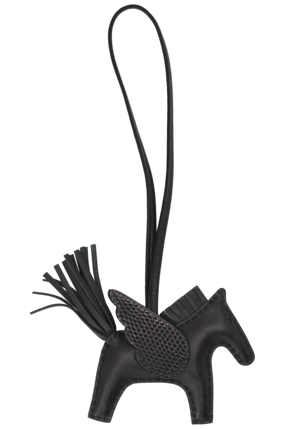HERMÈS Pegase Bag Charm PM Lizard Touch So Black