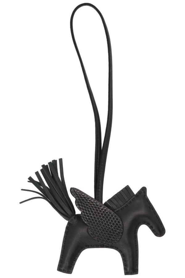 HERMÈS Pegase Bag Charm PM Lizard Touch So Black