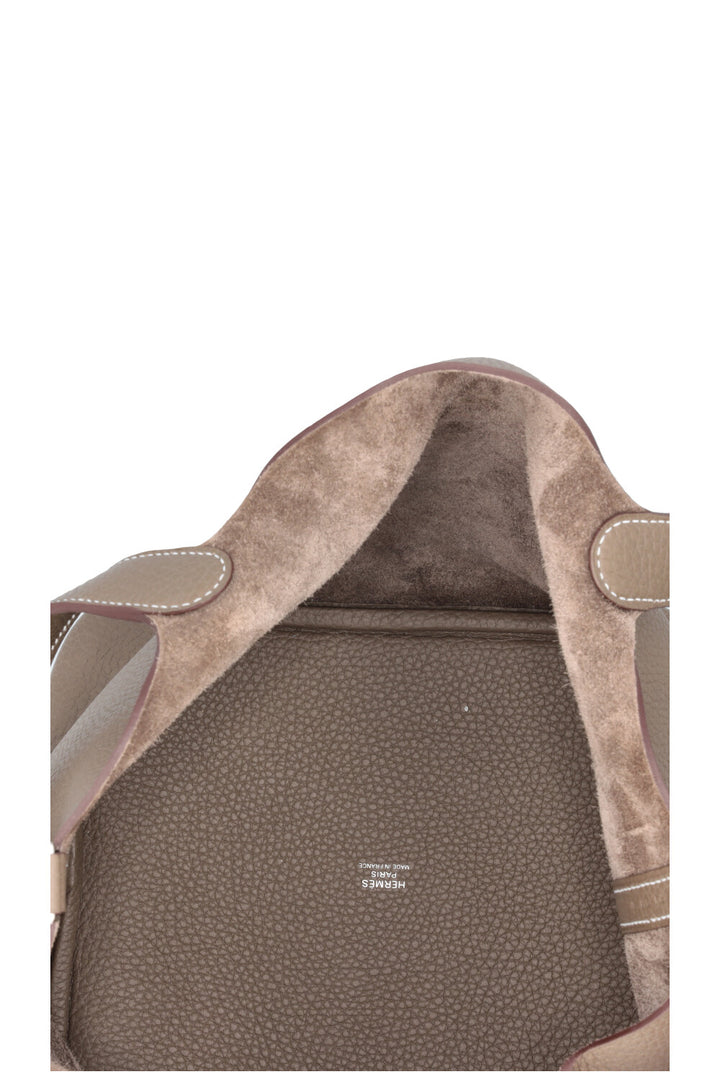 HERMÈS Picotin 22 Clemence Leather Etoupe