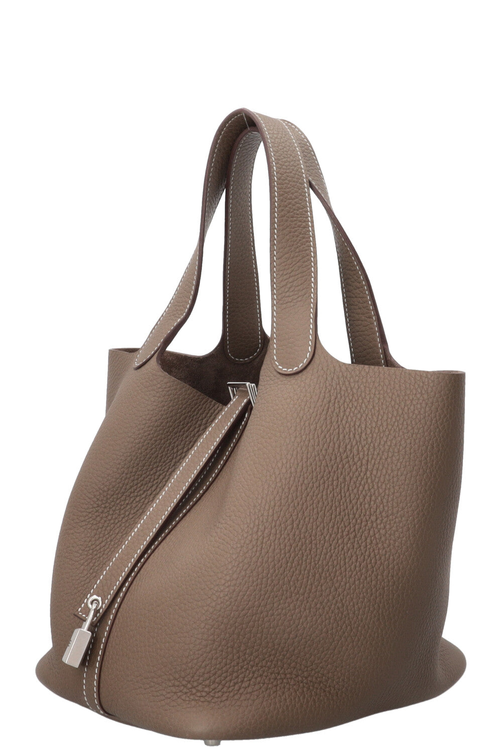 HERMÈS Picotin 22 Clemence Leather Etoupe