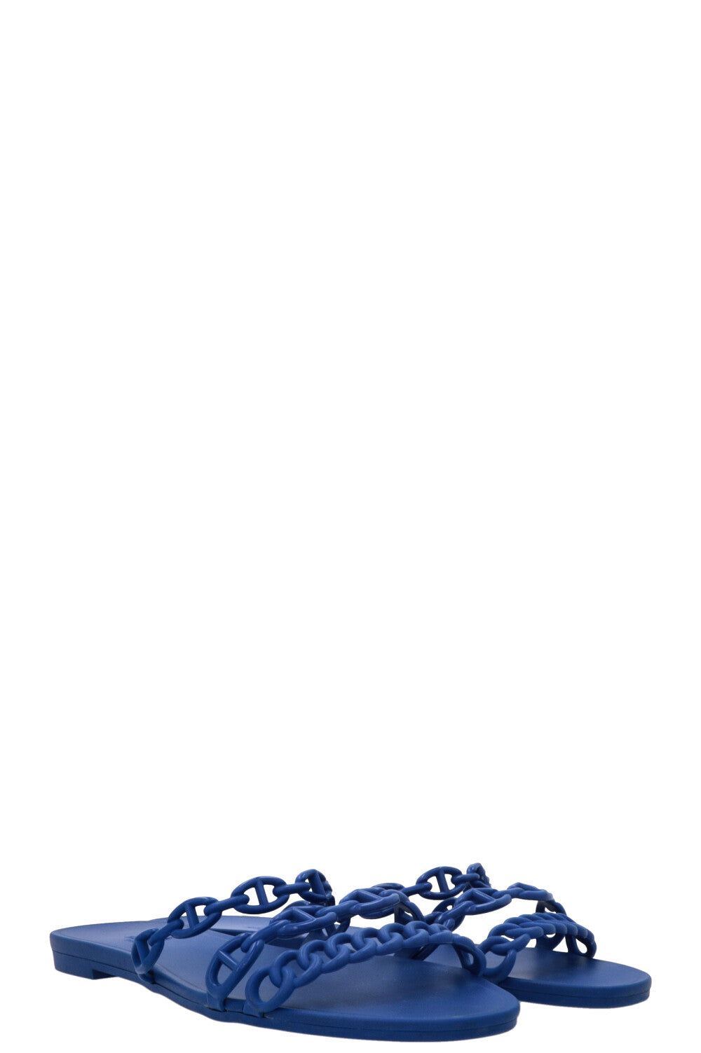 HERMÈS Rivage Chaine d'Ancre Slides Rubber Blue