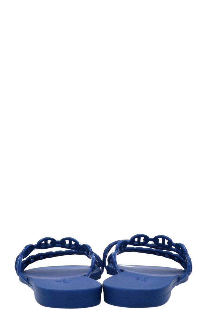 HERMÈS Rivage Chaine d'Ancre Slides Rubber Blue