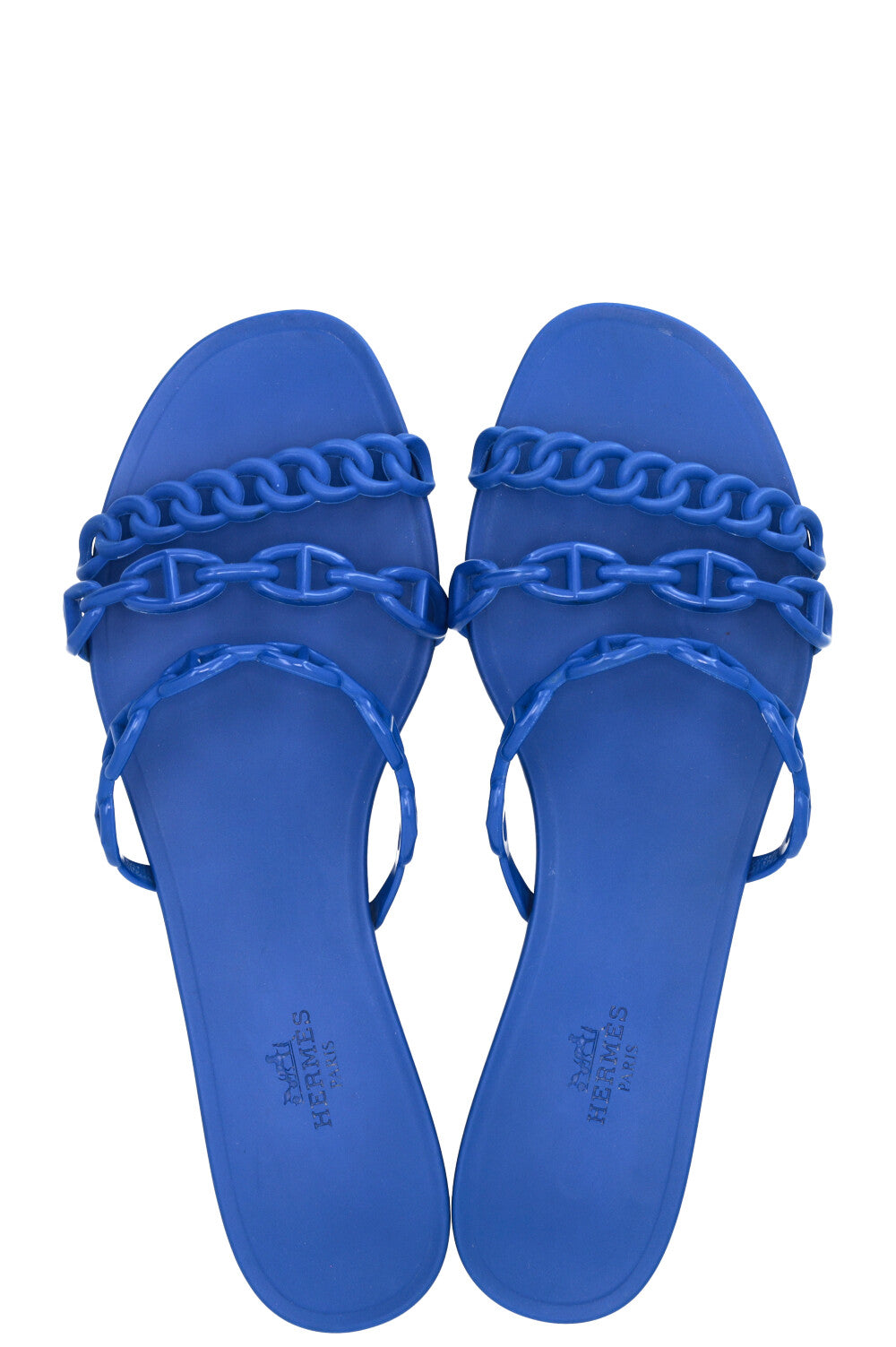 HERMÈS Rivage Chaine d'Ancre Slides Rubber Blue