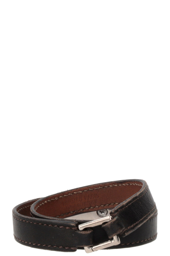 Bracelet HERMÈS Rivale Double Tour marron PHW