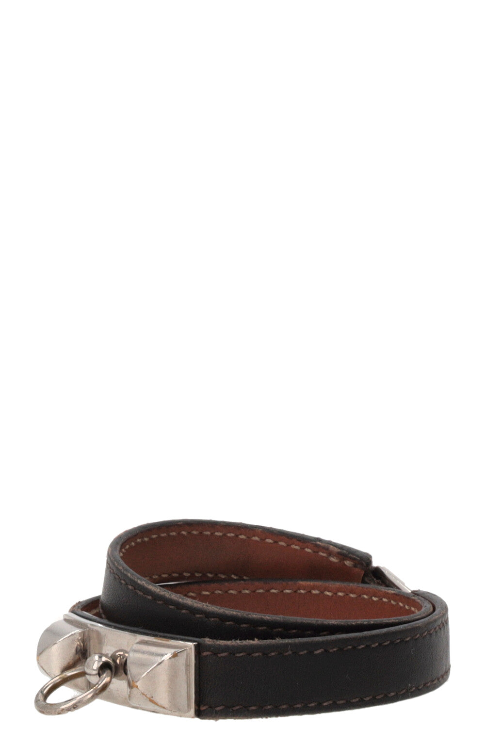 Bracelet HERMÈS Rivale Double Tour marron PHW