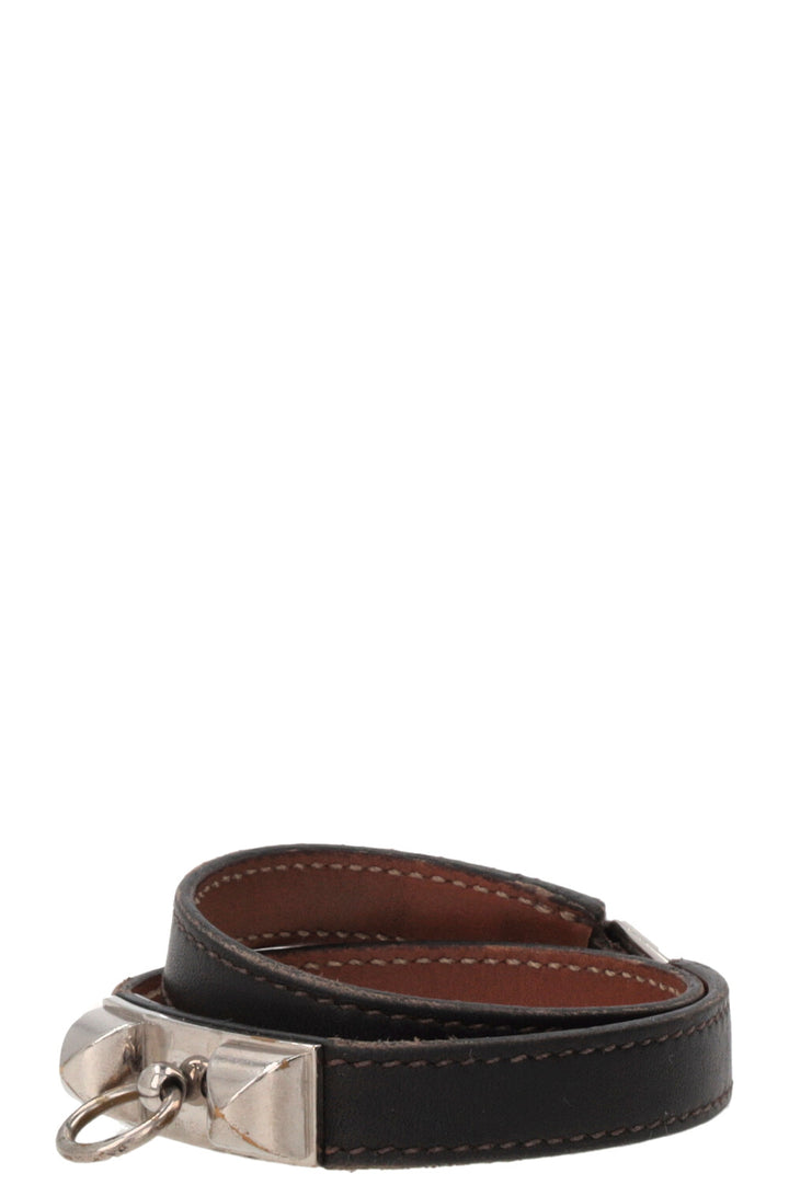 Bracelet HERMÈS Rivale Double Tour marron PHW