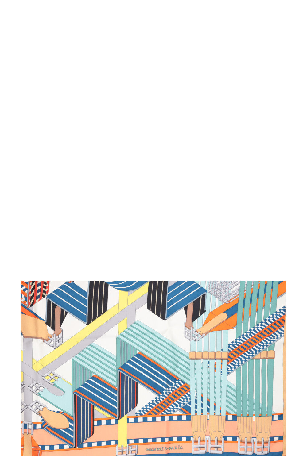 HERMÈS Carré 90 Sangles en zigzag en soie multicolore