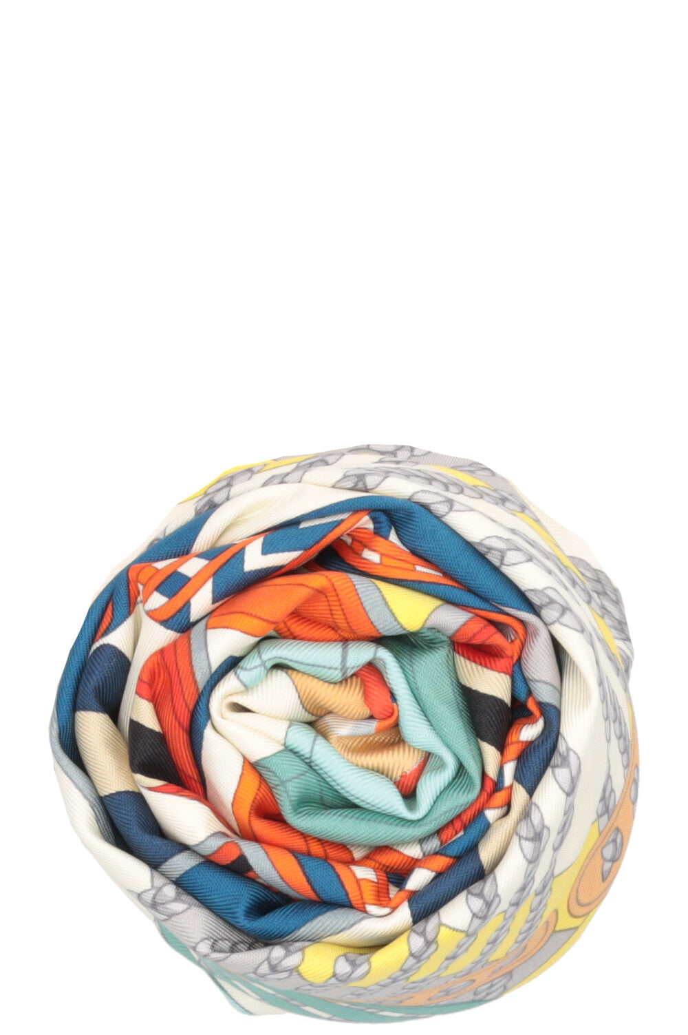 HERMÈS Carré 90 Sangles en zigzag en soie multicolore