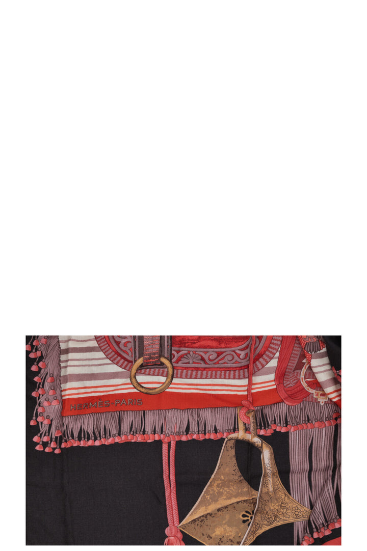 HERMÈS Selle d'Apparat Marocaine Scarf 140 Cashmere Red