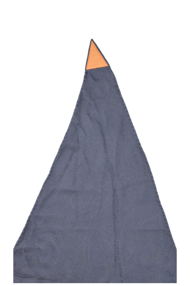 HERMÈS Sellier Triangle Scarf Cashmere Blue