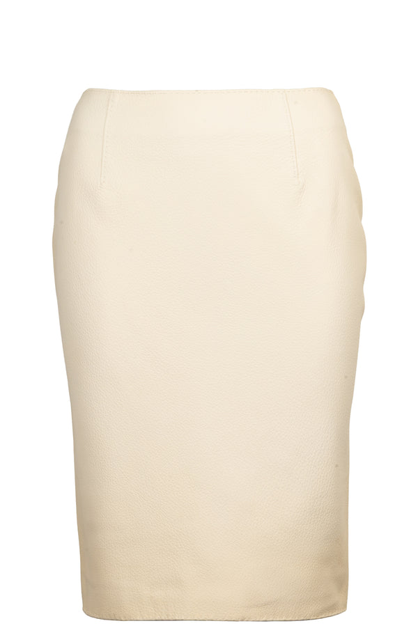 HERMÈS Skirt Leather Ivory