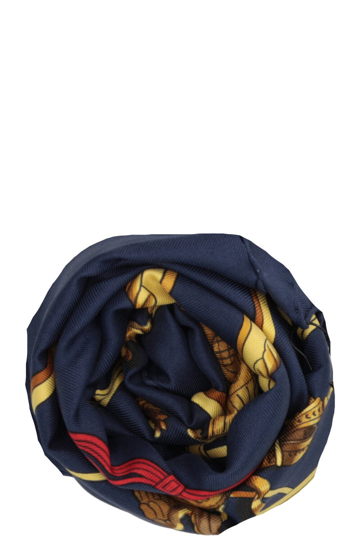 HERMÈS Springs Carré 90 Silk Navy