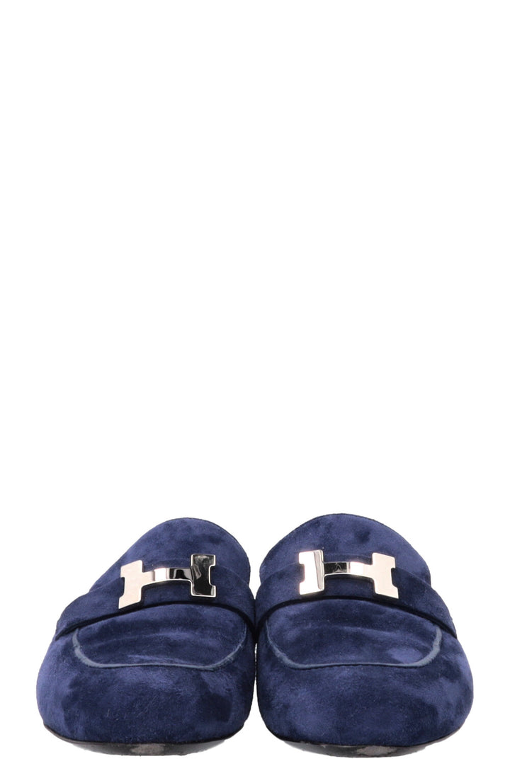 HERMÈS Trocadero Mules Suede Blue