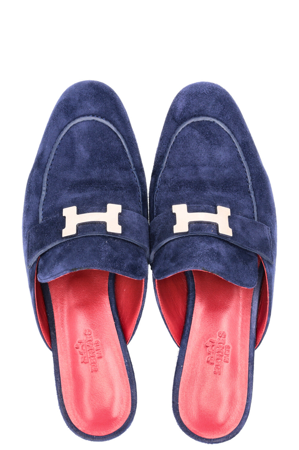 HERMÈS Trocadero Mules Suede Blue