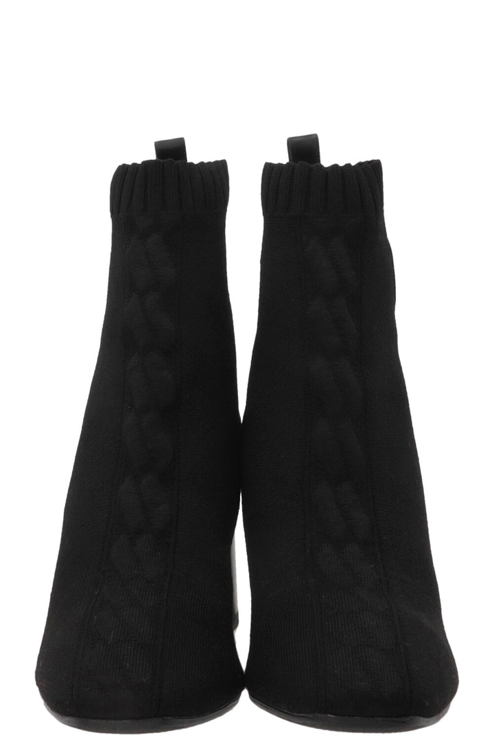 HERMÈS Volver 60 Sock Ankle Boots Canvas Black