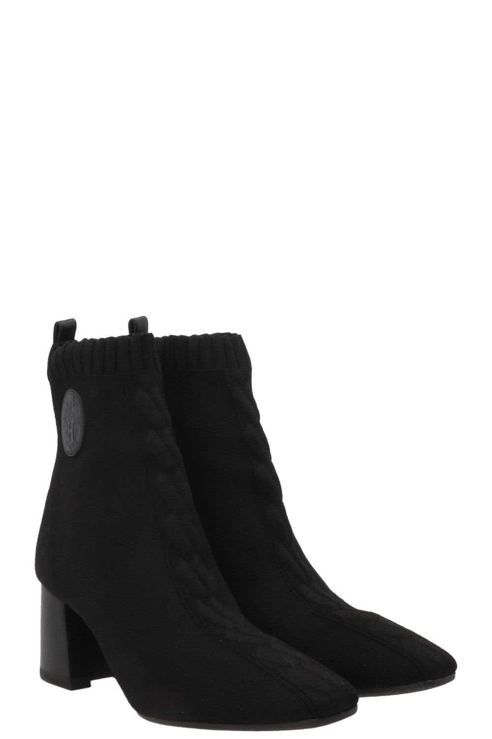 HERMÈS Volver 60 Sock Ankle Boots Canvas Black