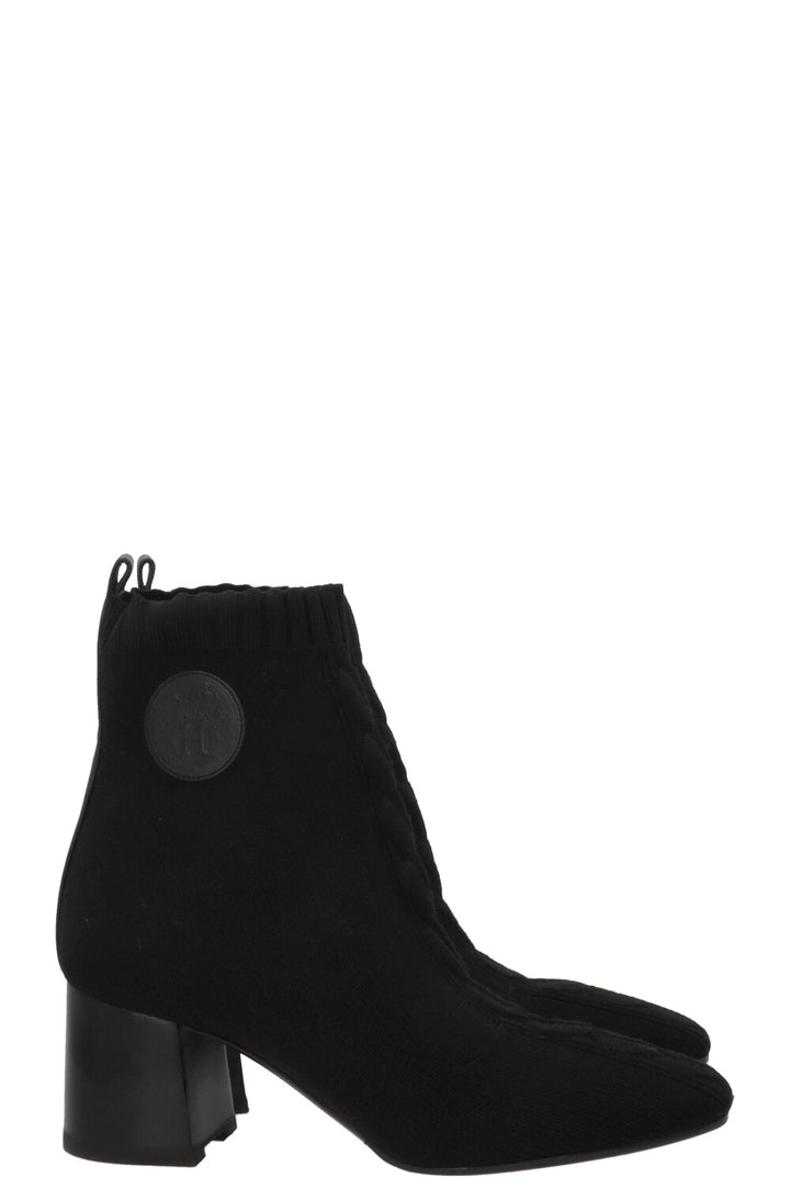 HERMÈS Volver 60 Sock Ankle Boots Canvas Black