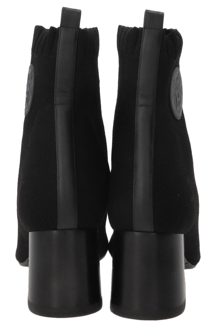 HERMÈS Volver 60 Sock Ankle Boots Canvas Black