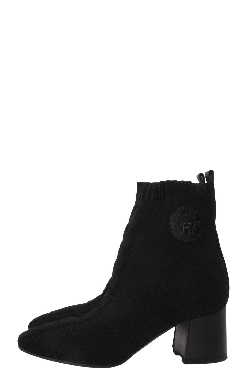 HERMÈS Volver 60 Sock Ankle Boots Canvas Black