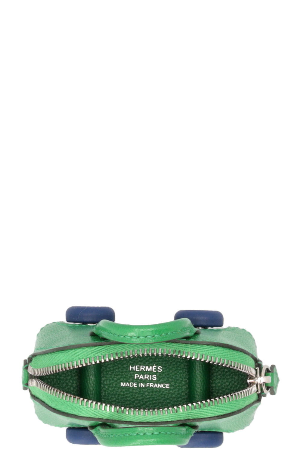 HERMÈS 2023 Bolide On Wheels Bag Charm Chèvre Leather Green