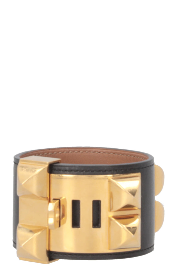 HERMÈS Collier de Chien Bracelet Black Gold