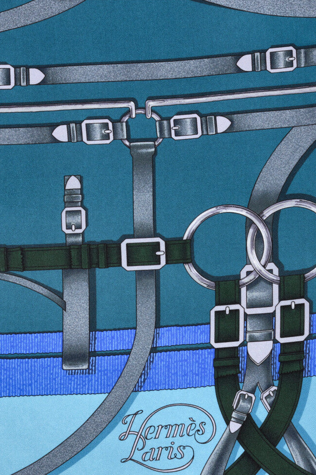 HERMÈS Grand Manège Maxi Twilly Blue