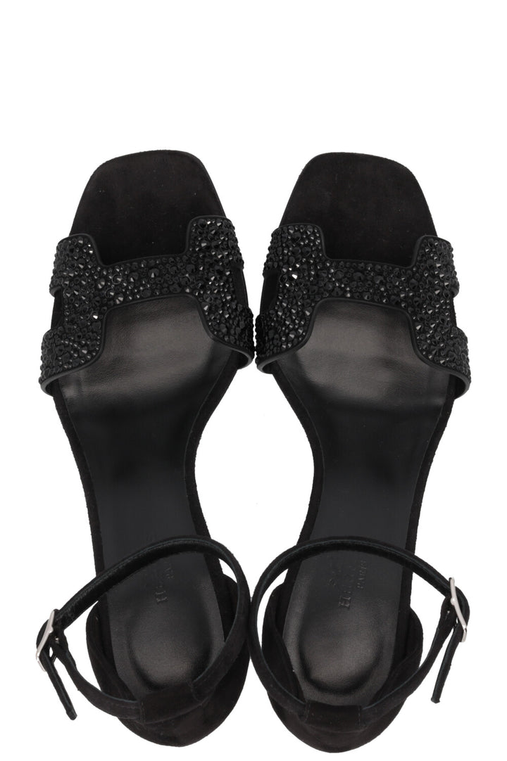 HERMÈS Joy 70 Sandals Crystals Black