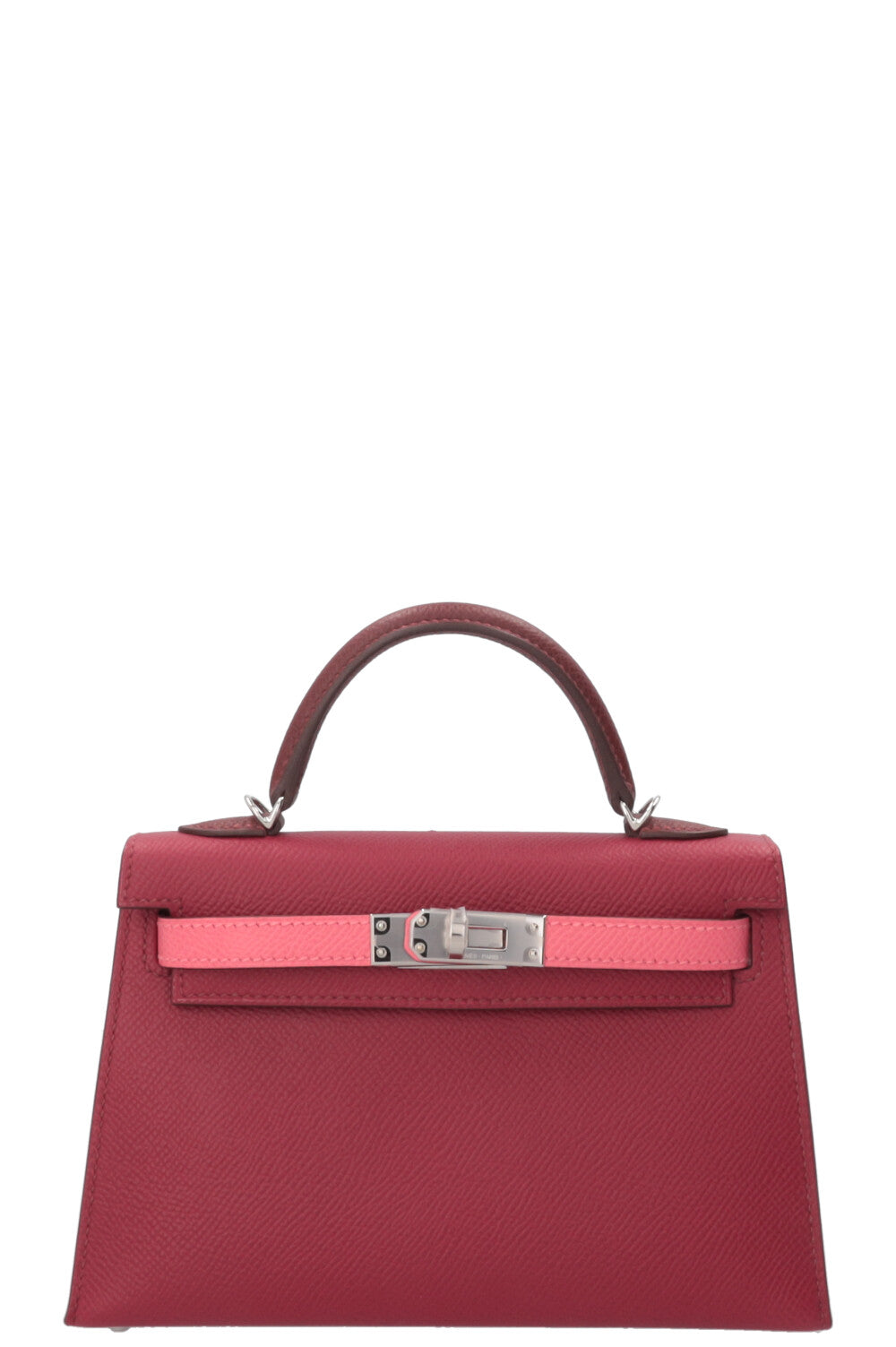 HERMÈS Mini Kelly Epsom Tricolore Rubis Rose Azalee Rouge H