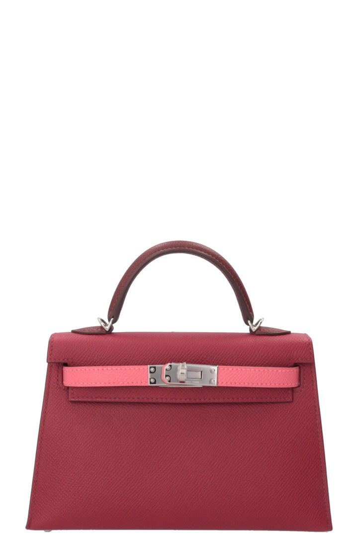 HERMÈS Mini Kelly Epsom Tricolore Rubis Rose Azalee Rouge H