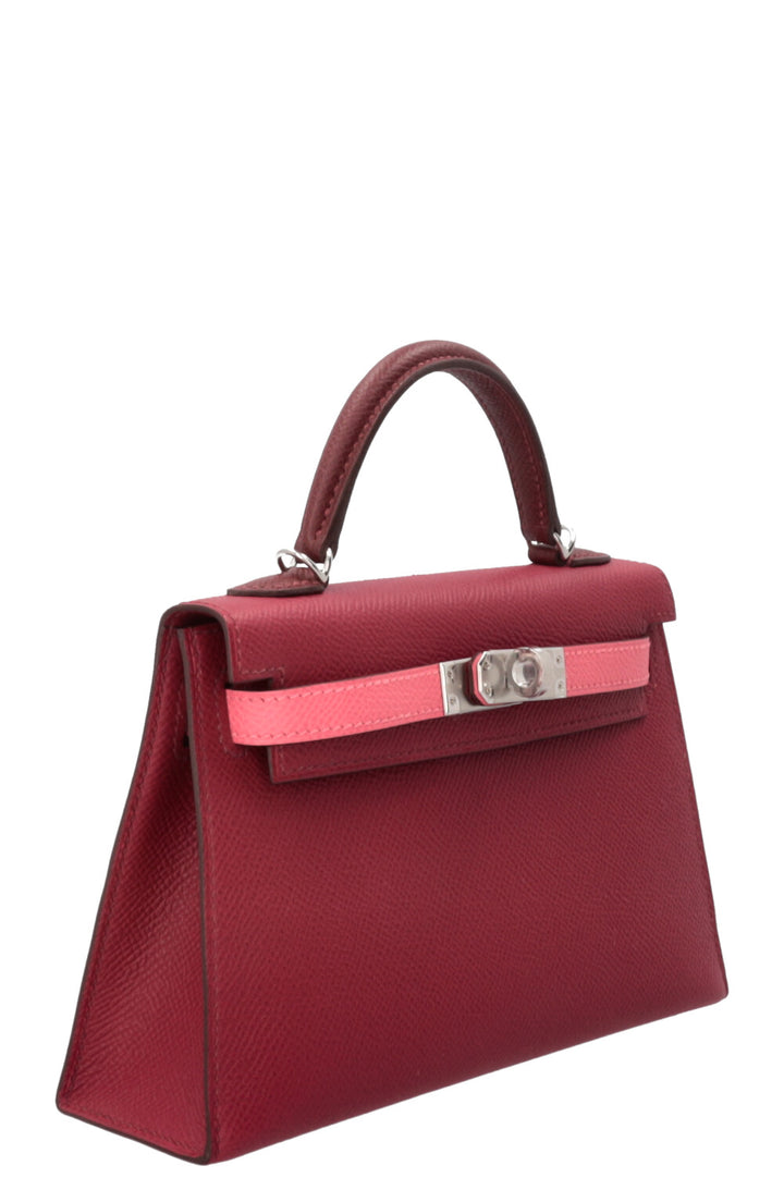 HERMÈS Mini Kelly Epsom Tricolore Rubis Rose Azalee Rouge H