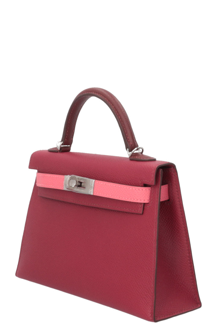 HERMÈS Mini Kelly Epsom Tricolore Rubis Rose Azalee Rouge H