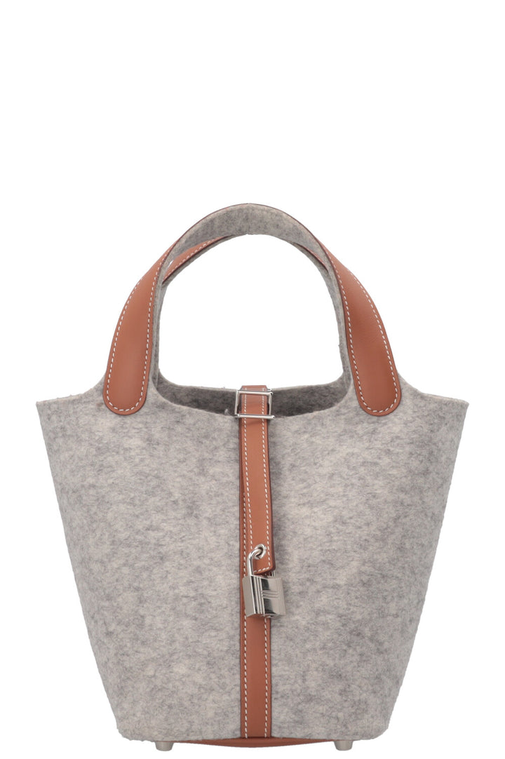 HERMÈS Picotin Lock 18 Light Grey Gold Felt Grey