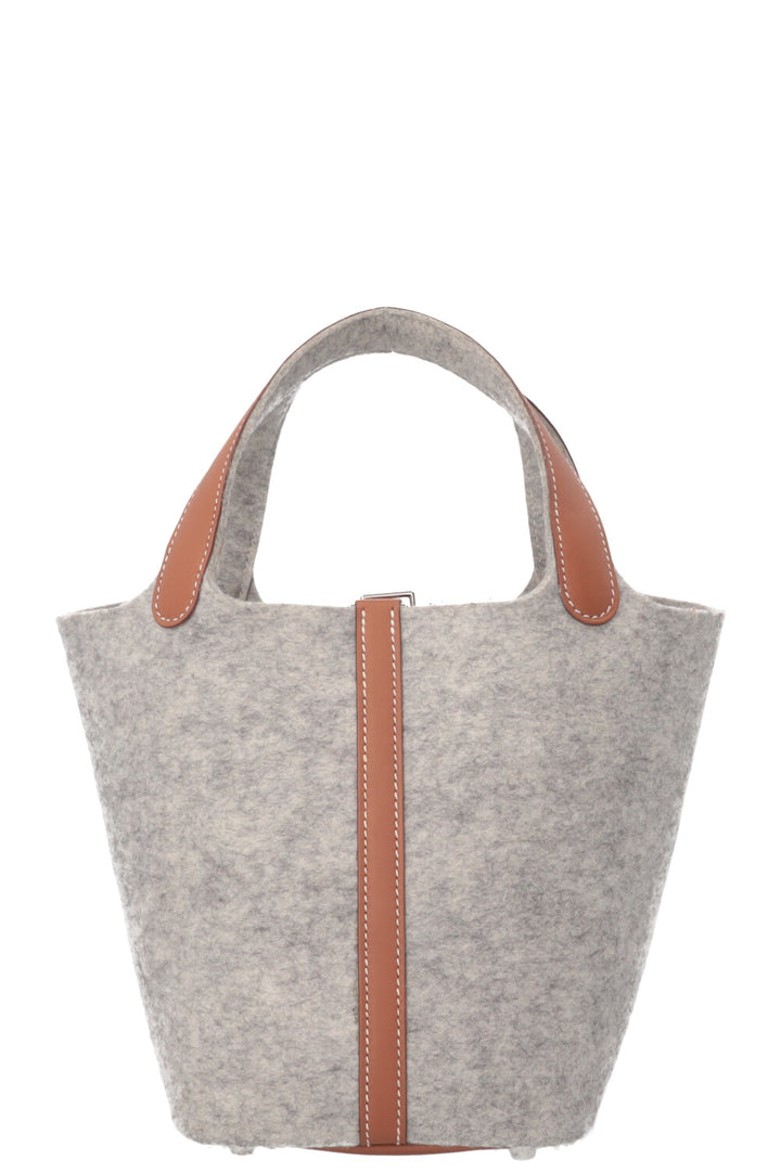 HERMÈS Picotin Lock 18 Light Grey Gold Felt Grey