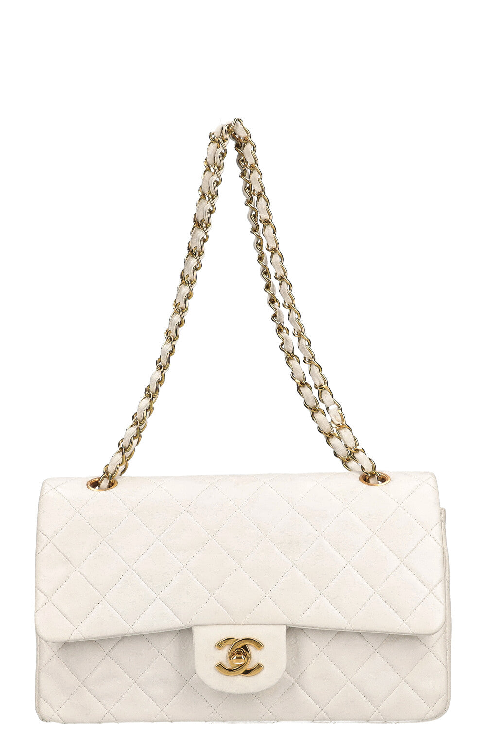 CHANEL Double Flap Bag Medium White