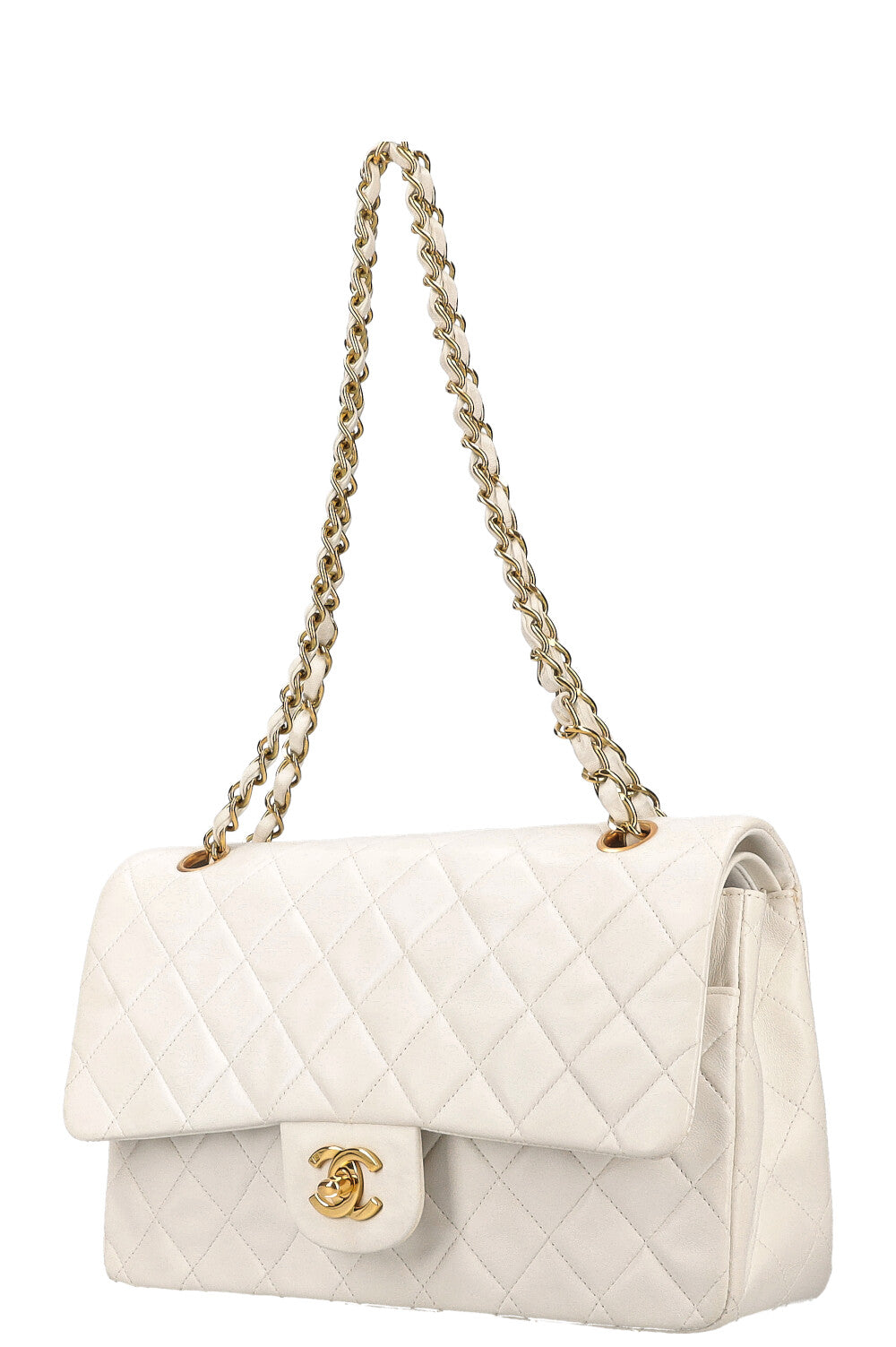 CHANEL Double Flap Bag Medium White