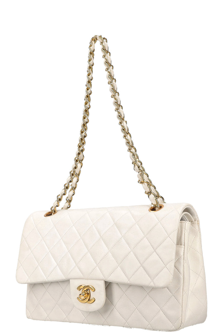 CHANEL Double Flap Bag Medium White