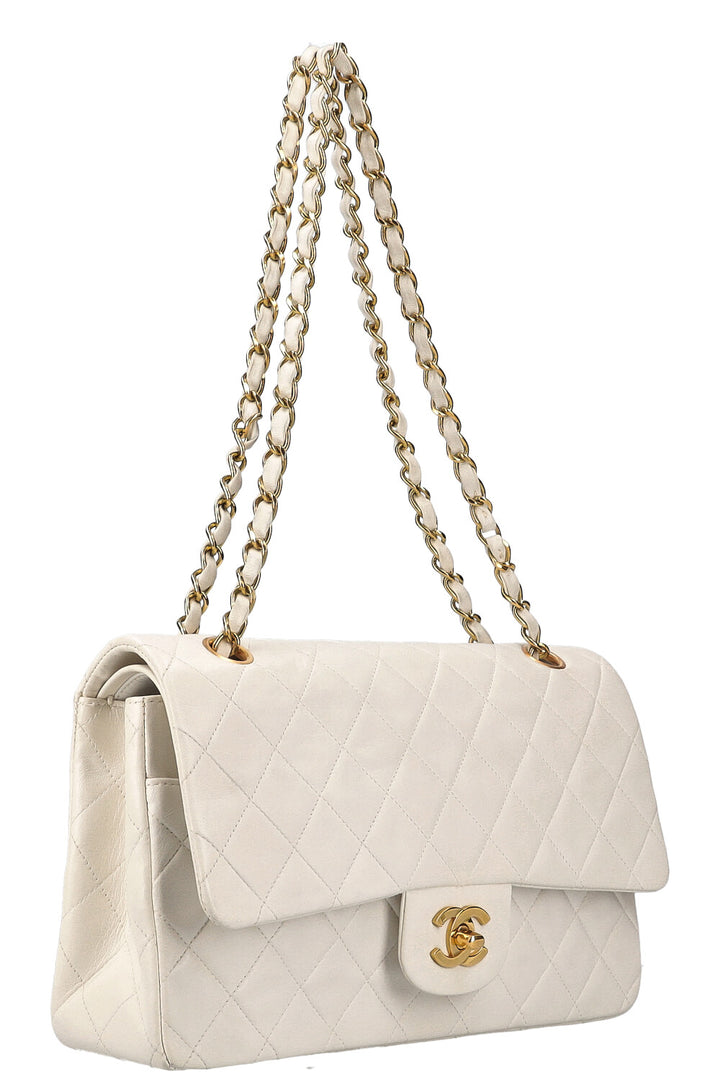 CHANEL Double Flap Bag Medium White