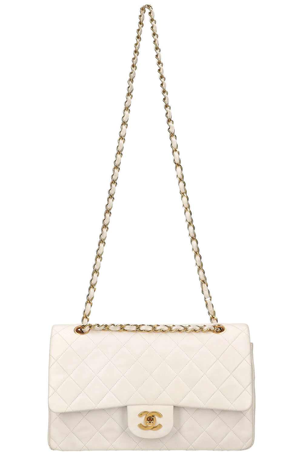 CHANEL Double Flap Bag Medium White