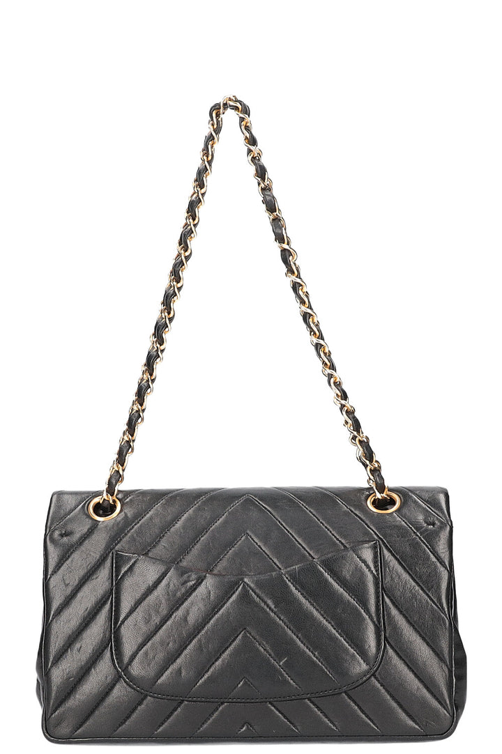 CHANEL Double Flap Bag Medium Chevron Black